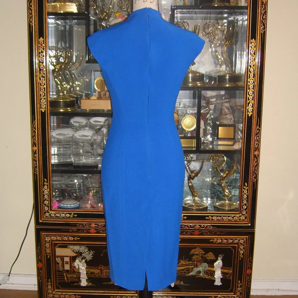 KAREN MILLEN BLUE SHEATH SLEEVELESS DRESS US6 UK10 - Picture 3 of 4